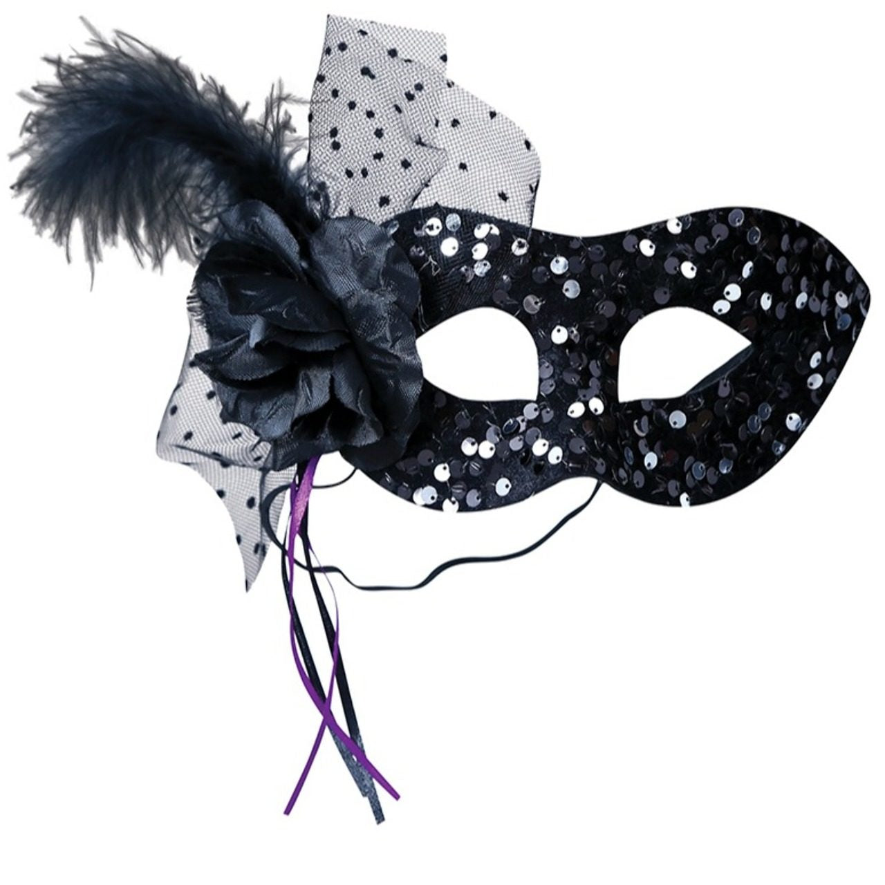 Loup à paillettes Noires et Argentées