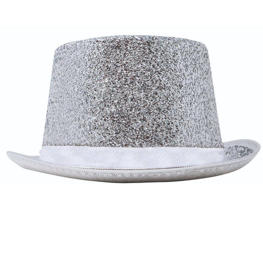 Chapeau haut-de-forme Argent Paillettes Deluxe