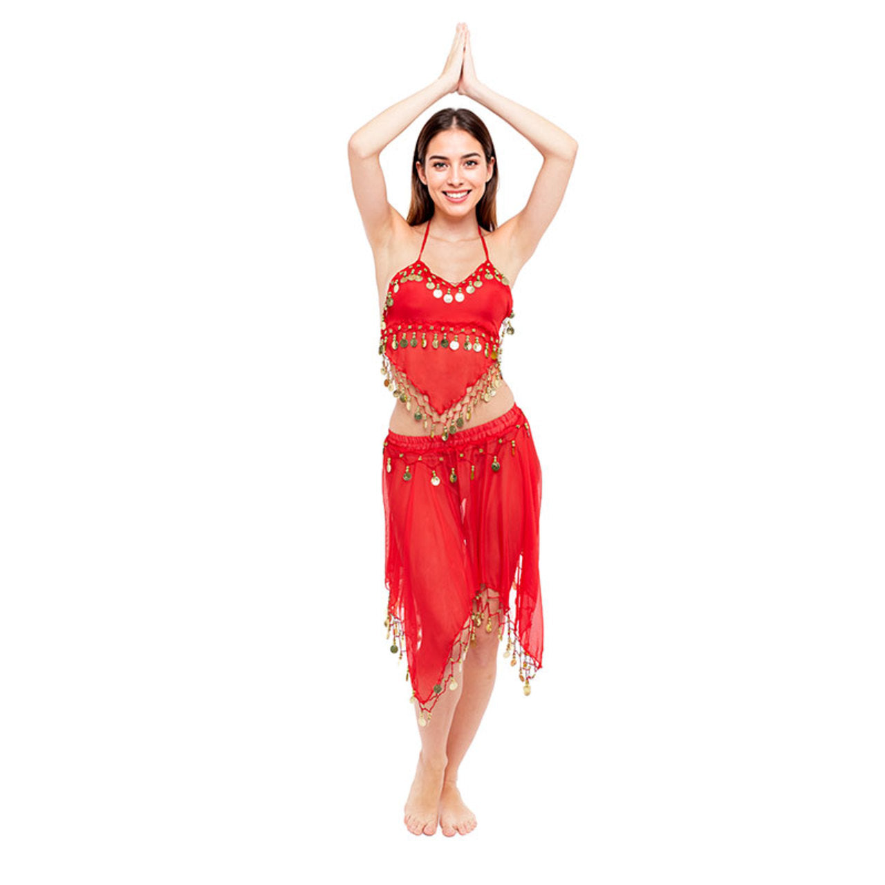Déguisement de Danse du Ventre Jupe Rouge pour femme