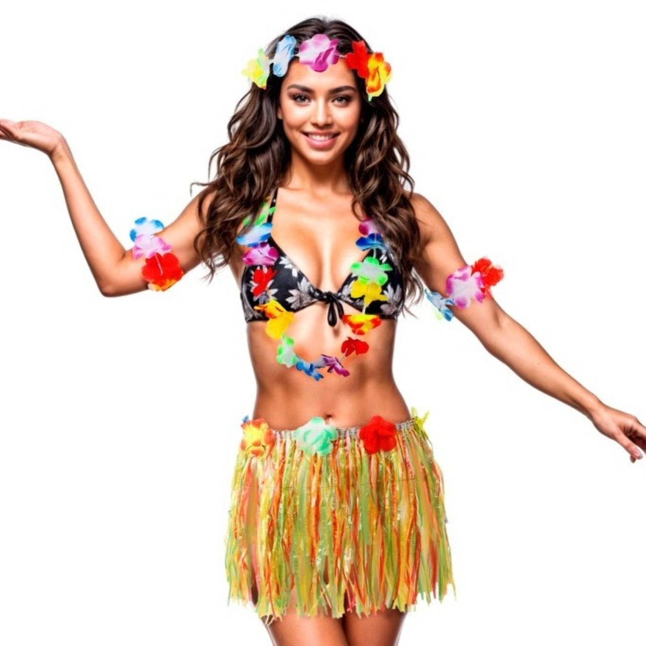 Déguisement de Hawaïenne multicolore pour femme
