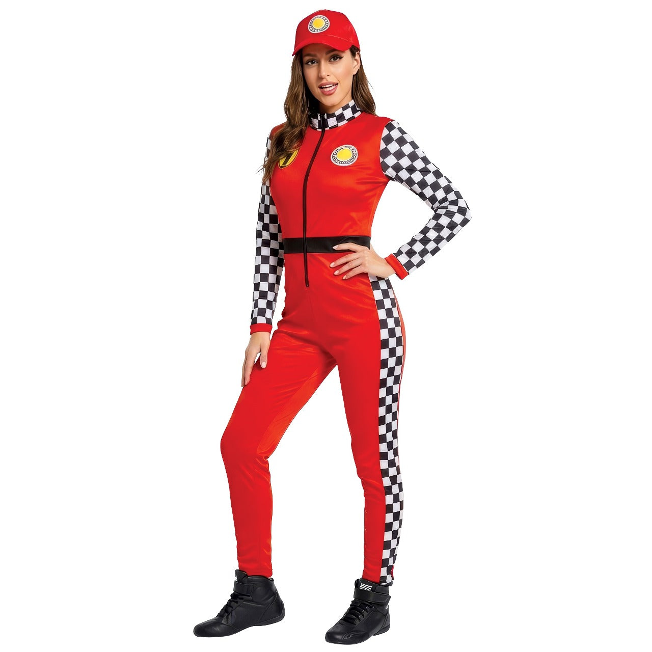 Déguisement de Pilote de Formule 1 à carreaux pour femme