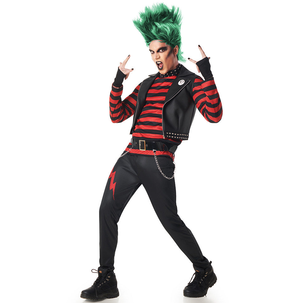 Déguisement de Rocker Punky à Rayures pour homme