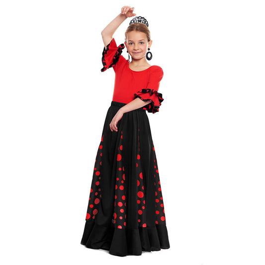 Jupe Flamenco Noire et Rouge avec Volants pour enfant