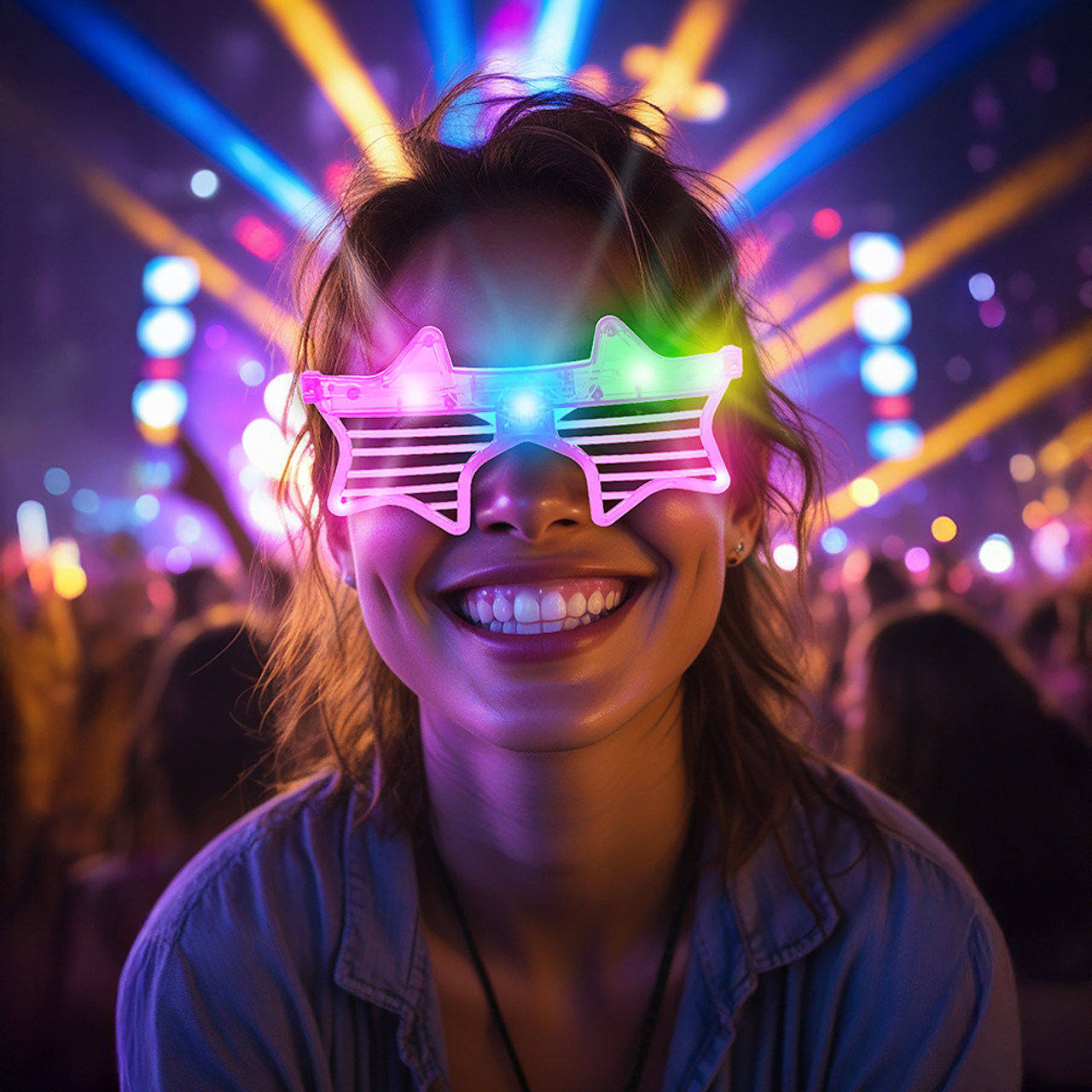 Lunettes Étoiles avec Lumières Led (Couleurs assorties)