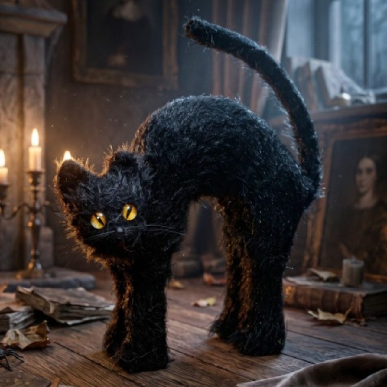 Chat noir en colère