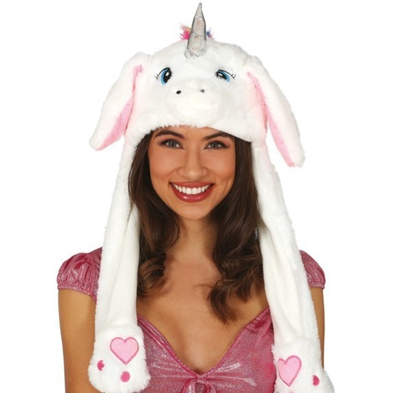 Chapeau de Licorne Blanche avec Oreilles mobiles