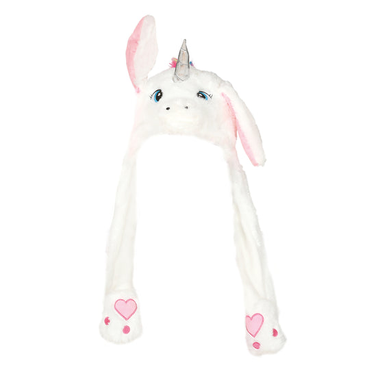Chapeau de Licorne Blanche avec Oreilles mobiles