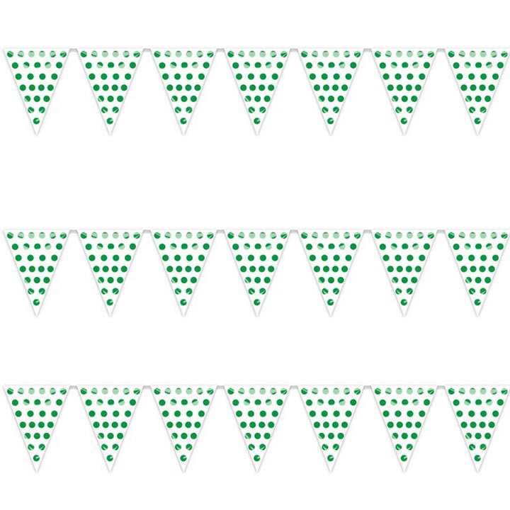 Guirlande Triangle Blanc à Pois Verts