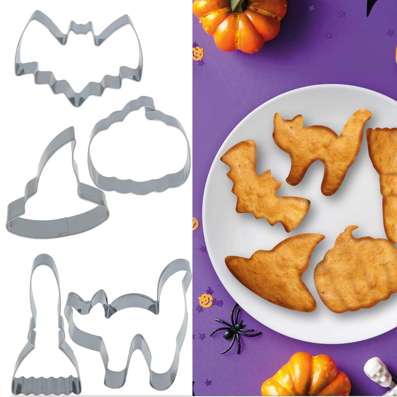 Pack de 5 moules métalliques pour biscuits Halloween