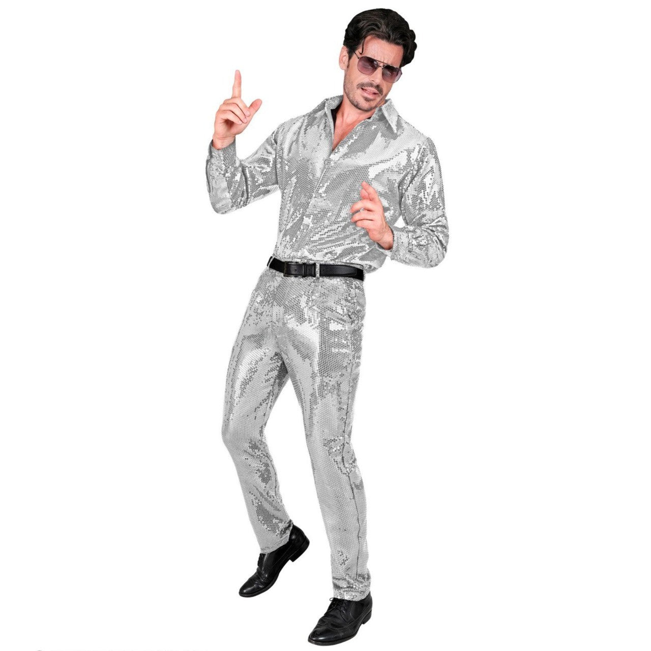 Pantalon à paillettes argenté