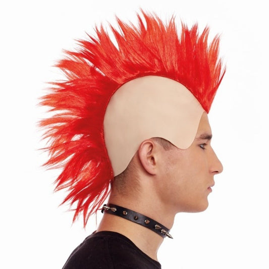 Perruque Punky à Crête Rouge