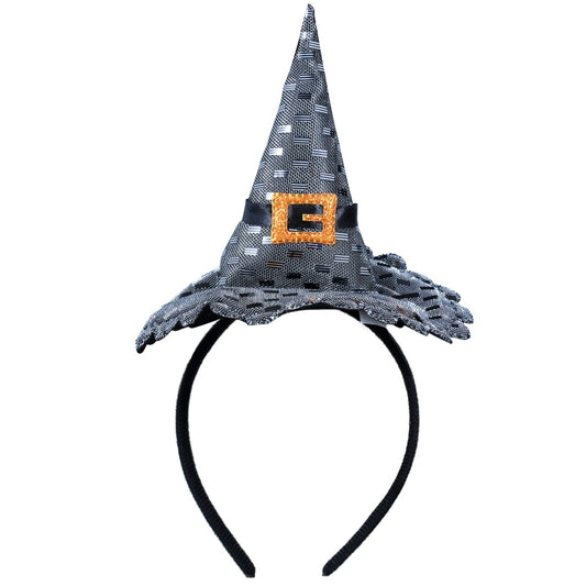 Serre-tête Mini Chapeau Chic de Sorcière Argenté