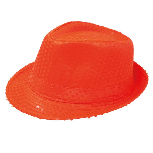 Chapeau de Gangster à Paillettes Oranges Éco