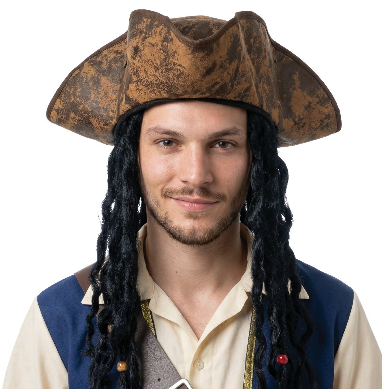 Chapeau Pirate Marron avec dreadlocks