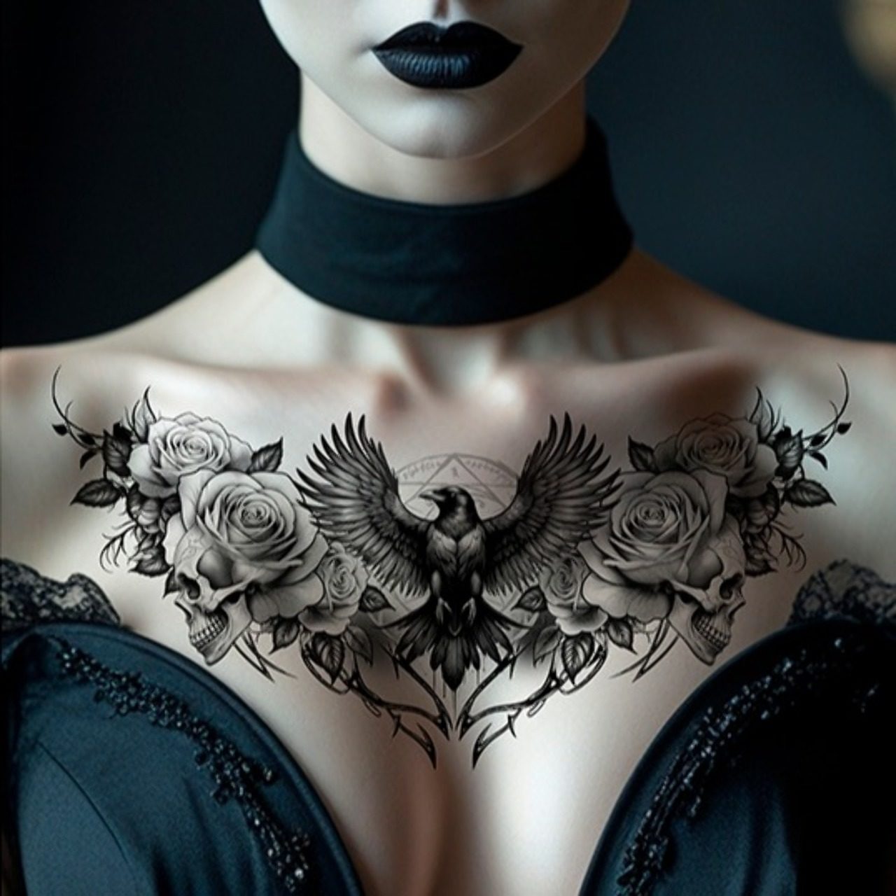 Tatouage Gothique Corbeau