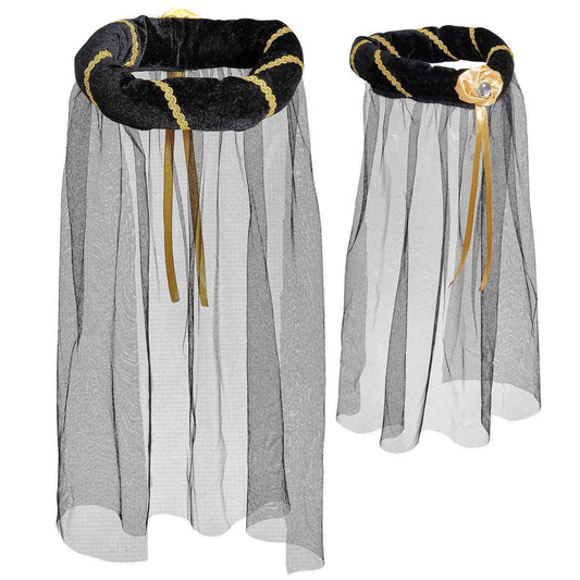 Coiffe Médiévale Noire avec Voile