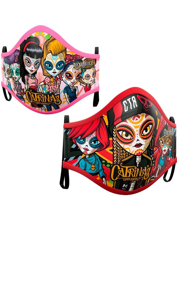 Pack 2 Mascarillas de Tela Catrinas™ infantil I Don Disfraz