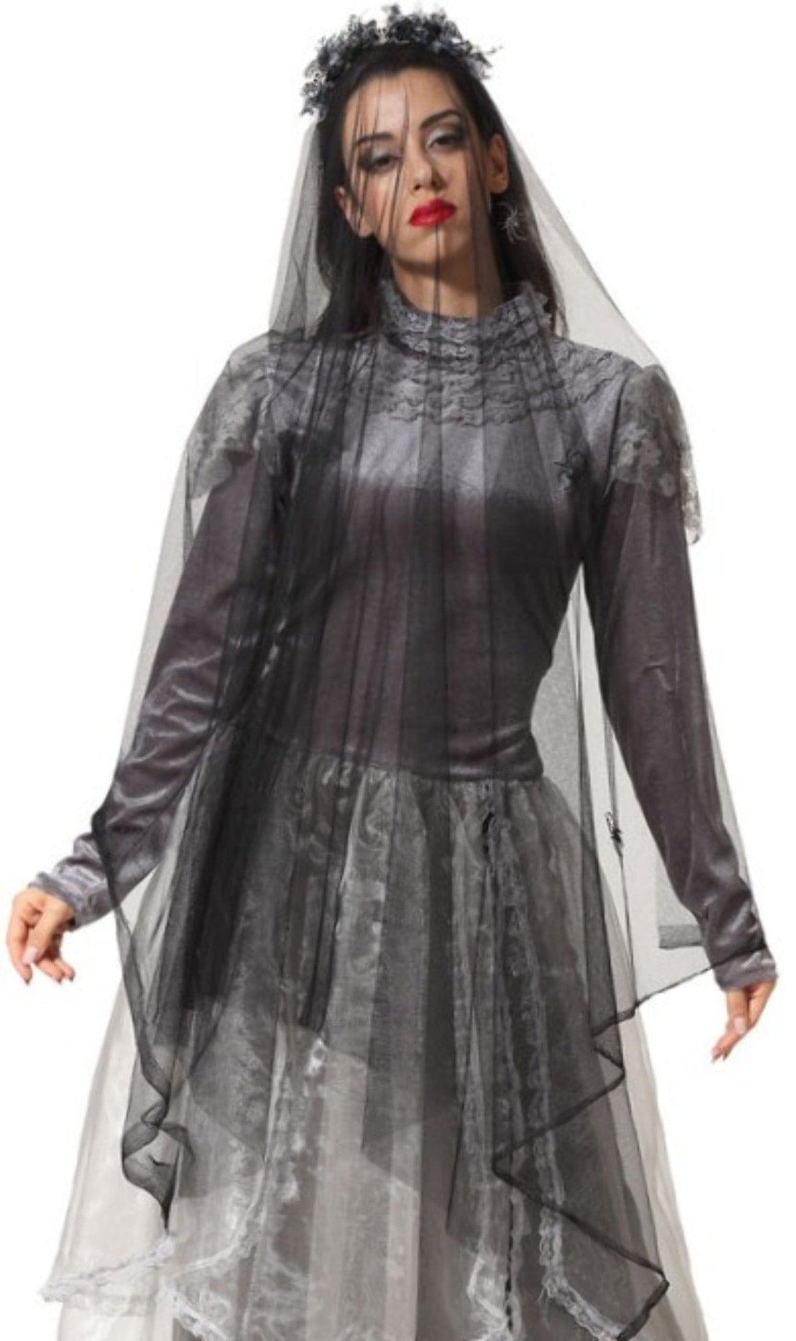 Serre-Tête de Mariée Fantôme avec Voile Noir