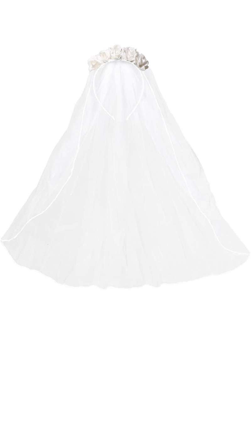 Serre-Tête de Mariée Fantôme avec Voile Blanc