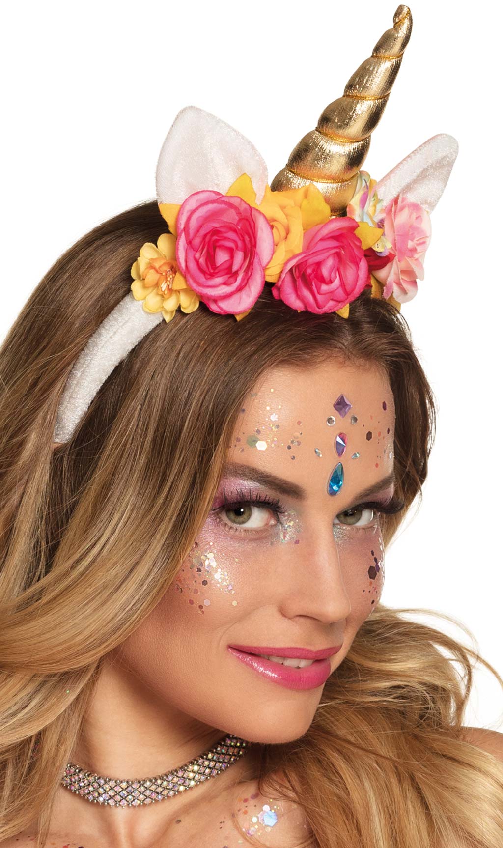 Serre-Tête de Licorne avec des Fleurs