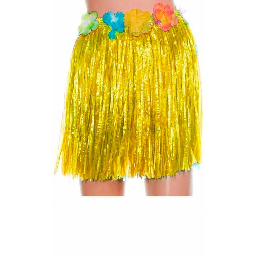 Falda Hawaiana Flores Amarilla | Don Disfraz