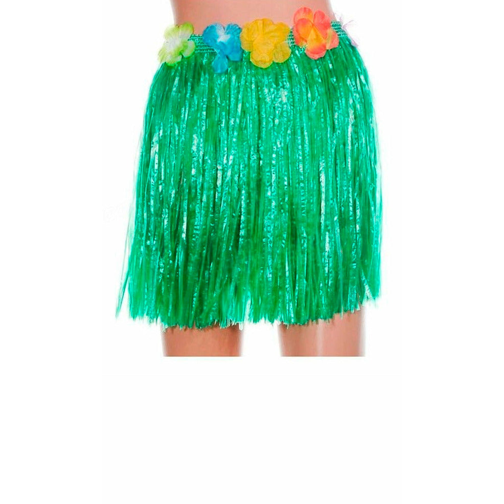 Falda Hawaiana Flores Verde | Don Disfraz