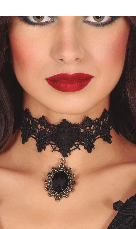 Ras de Cou Gothique Noir avec Pierre