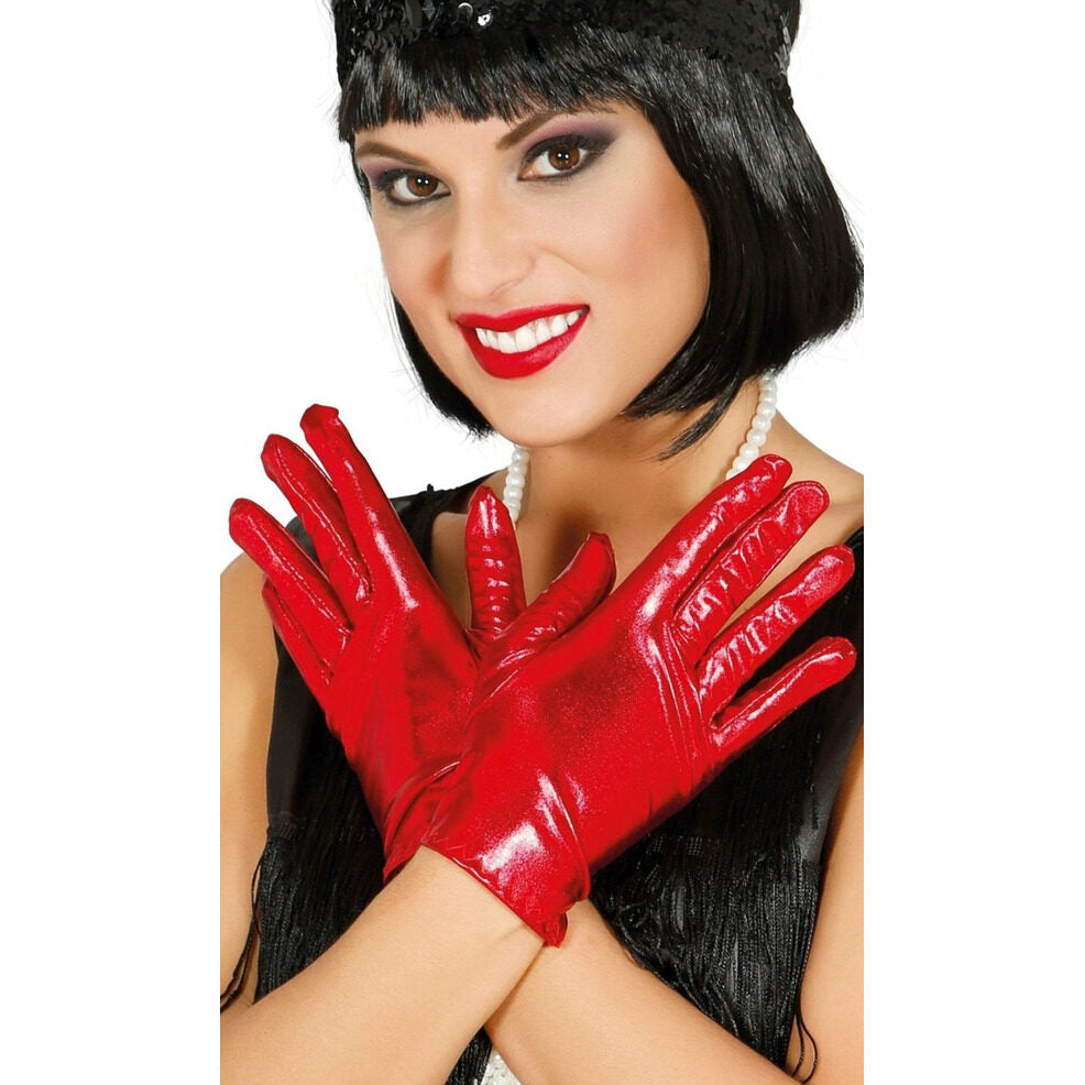 Guantes Cortos Brillo Rojo | Don Disfraz
