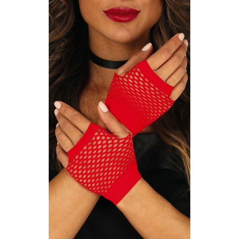Guantes de Rejilla Corto Rojo | Don Disfraz