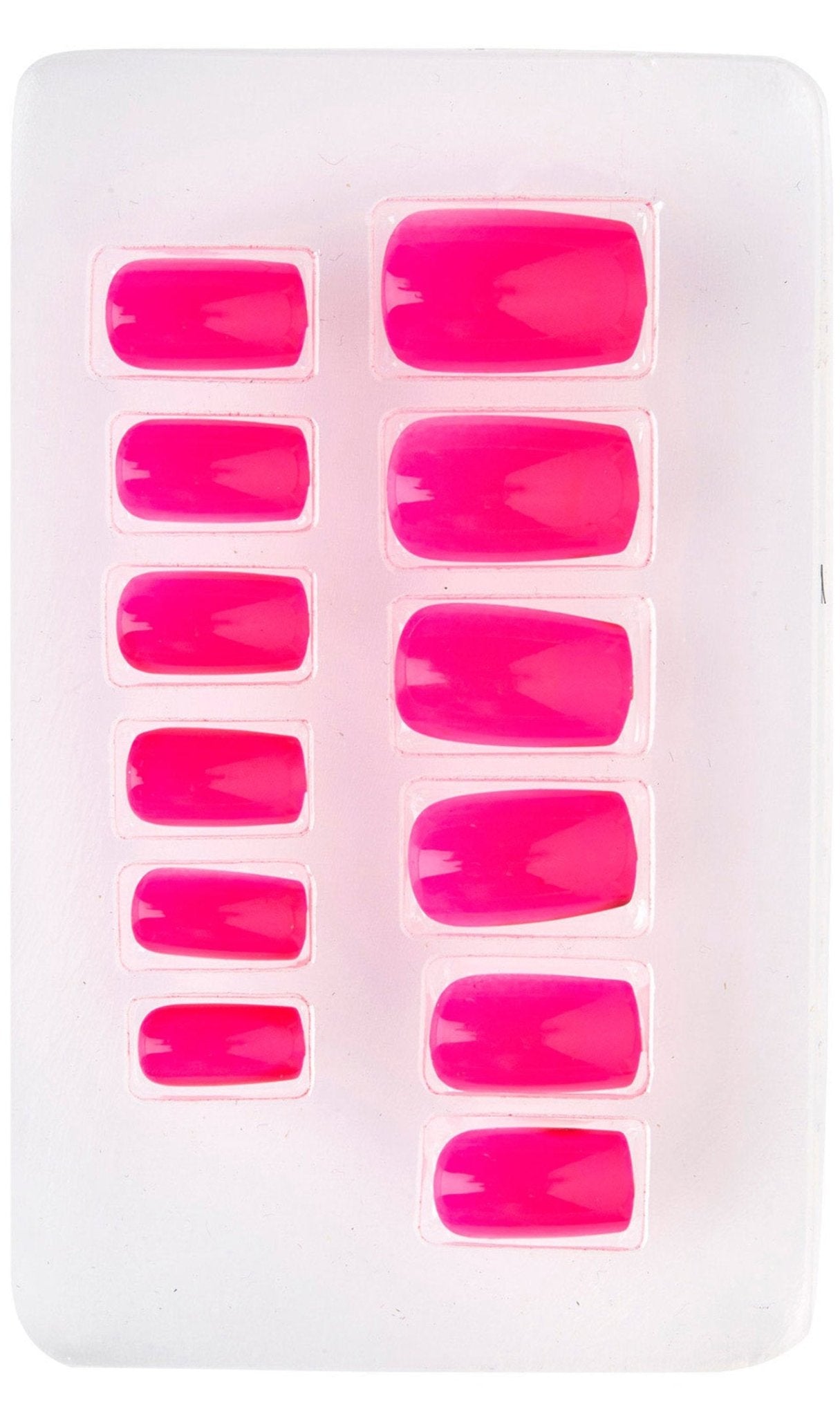 Kit 12 Faux Ongles Fuchsia Fluorescent