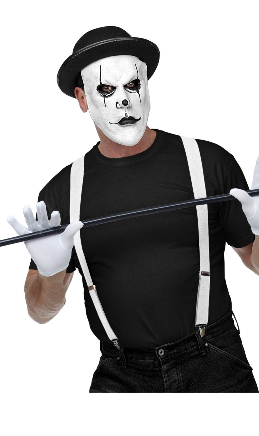 Masque en Latex de Mime avec Chapeau Melon