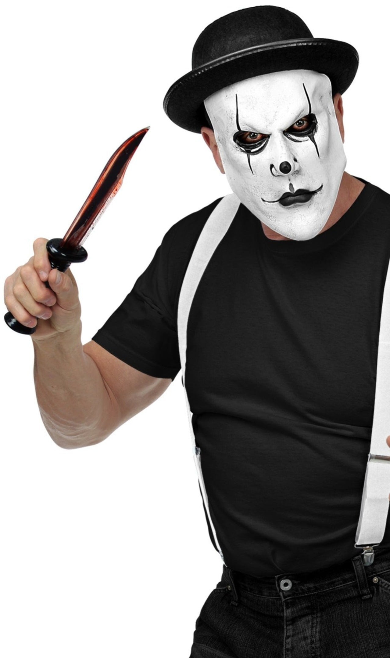 Masque en Latex de Mime avec Chapeau Melon