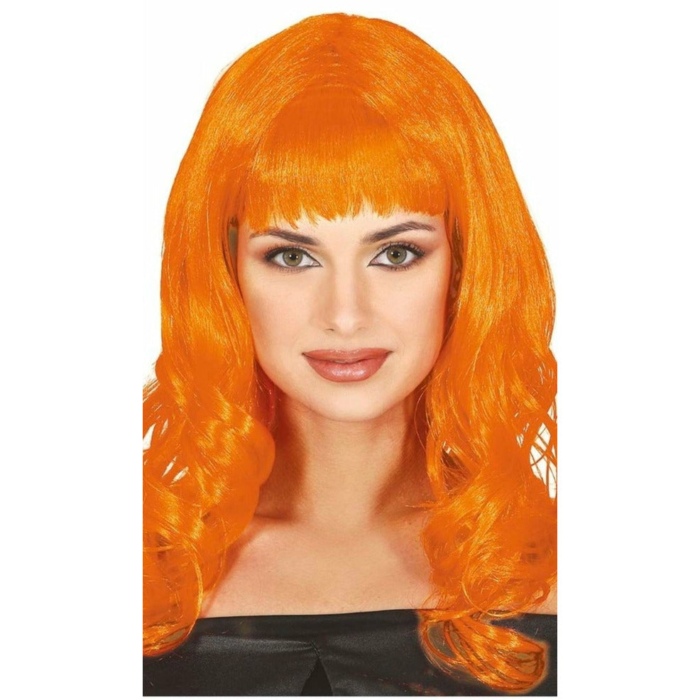 Peluca Naranja Melena Flequillo | Don Disfraz