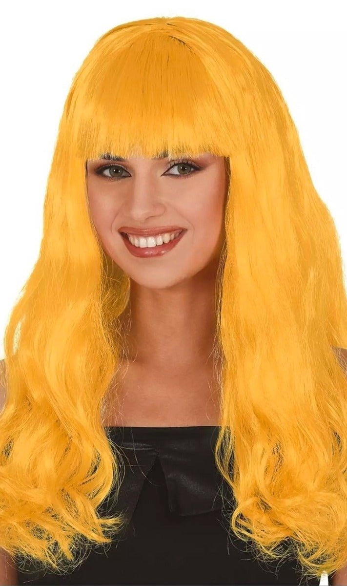 Perruque Jaune Cheveux Longs avec Frange
