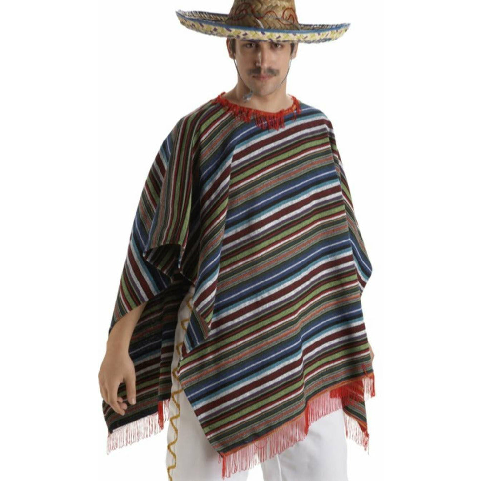 Poncho Mejicano Rayas para adulto | Don Disfraz