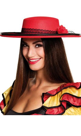 Chapeau Cordouane Fleur Rouge