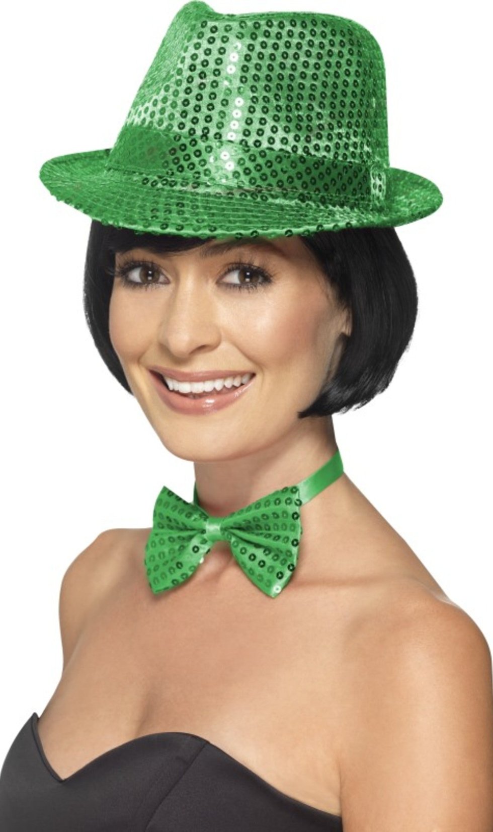 Chapeau de Gangster à Paillettes Vert