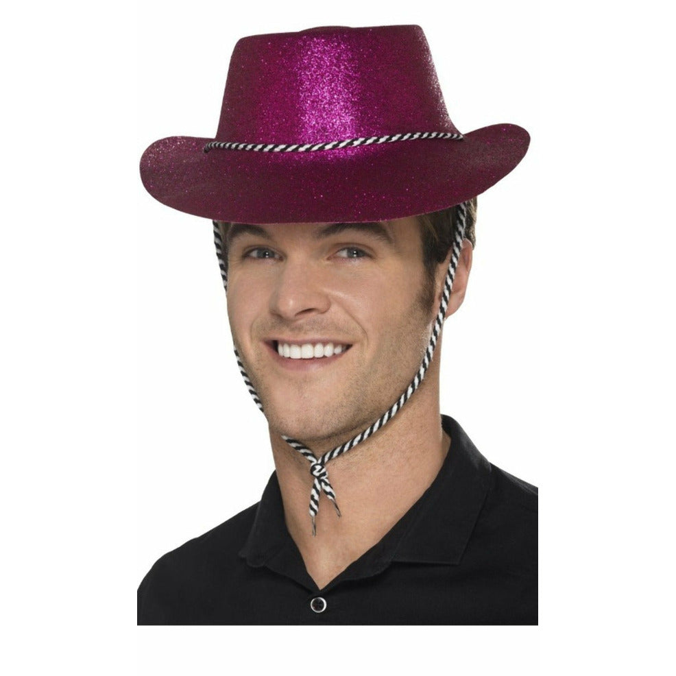Sombrero de Vaquero Fucsia Purpurina | Don Disfraz