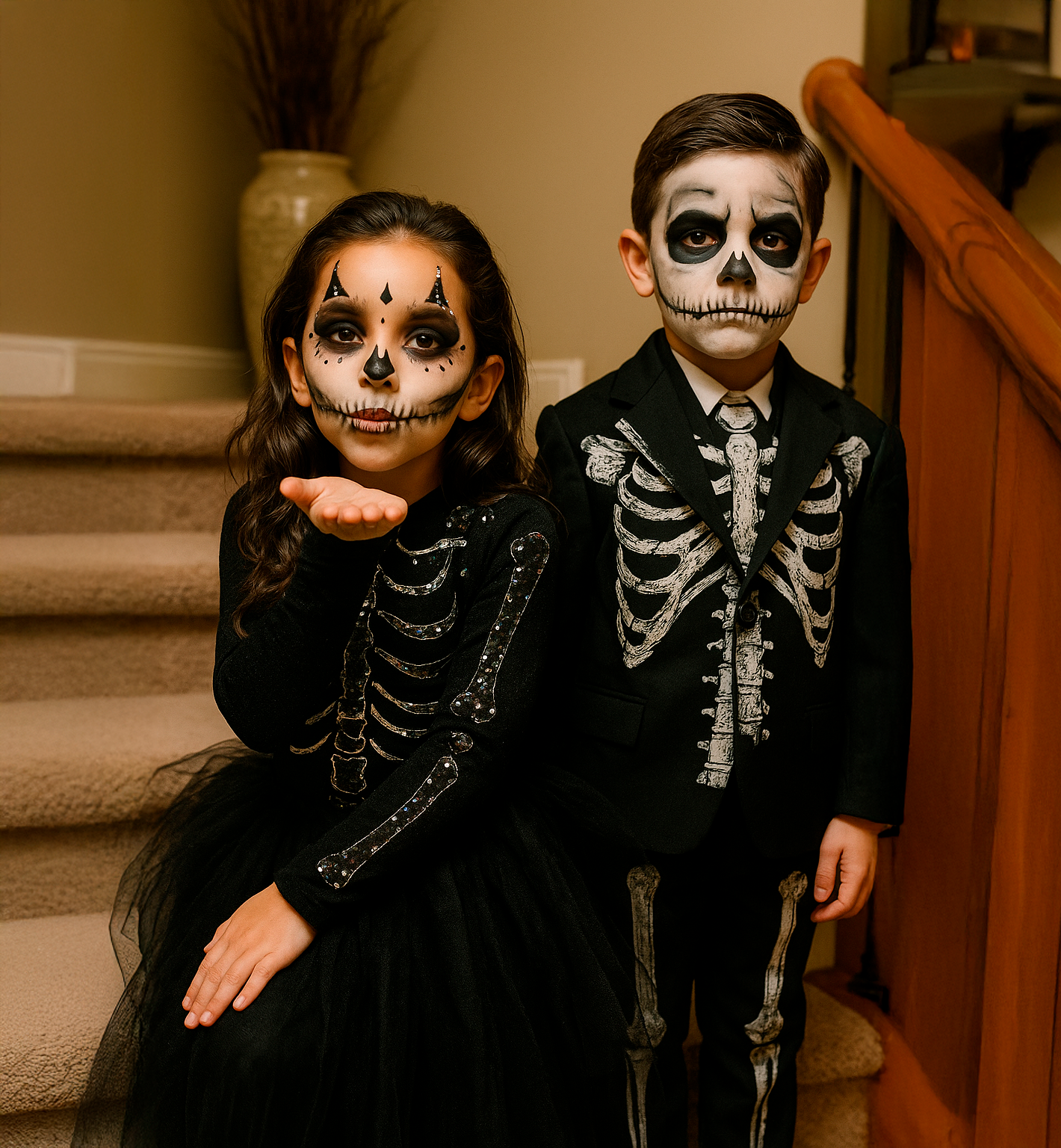 maquillaje esqueleto niños