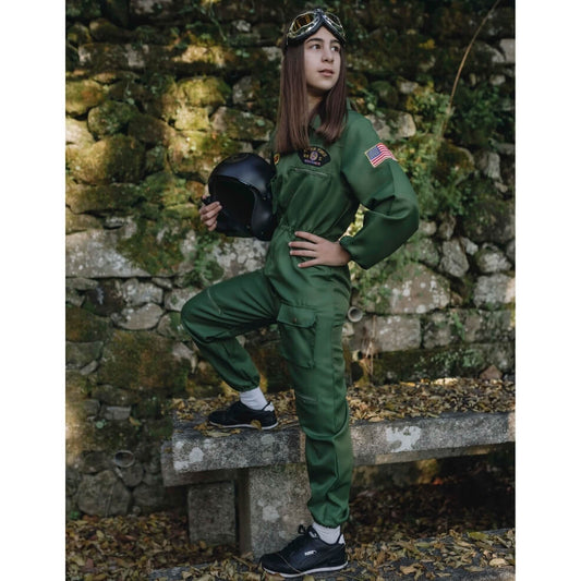 Déguisement Pilote de Chasse Vert enfant