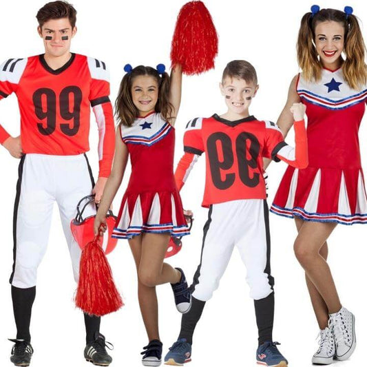 Déguisements en groupe de Pom-pom Girls et Joueurs Rouge