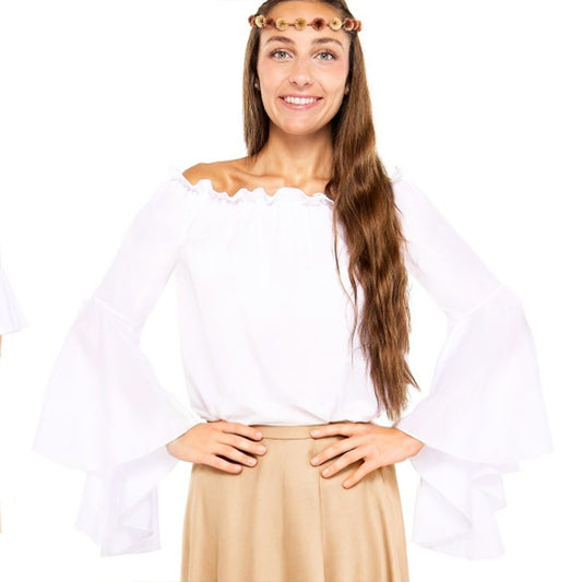 Blouse médiévale à volants pour femme
