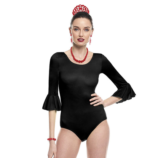 Body Flamenco Noir avec Volant