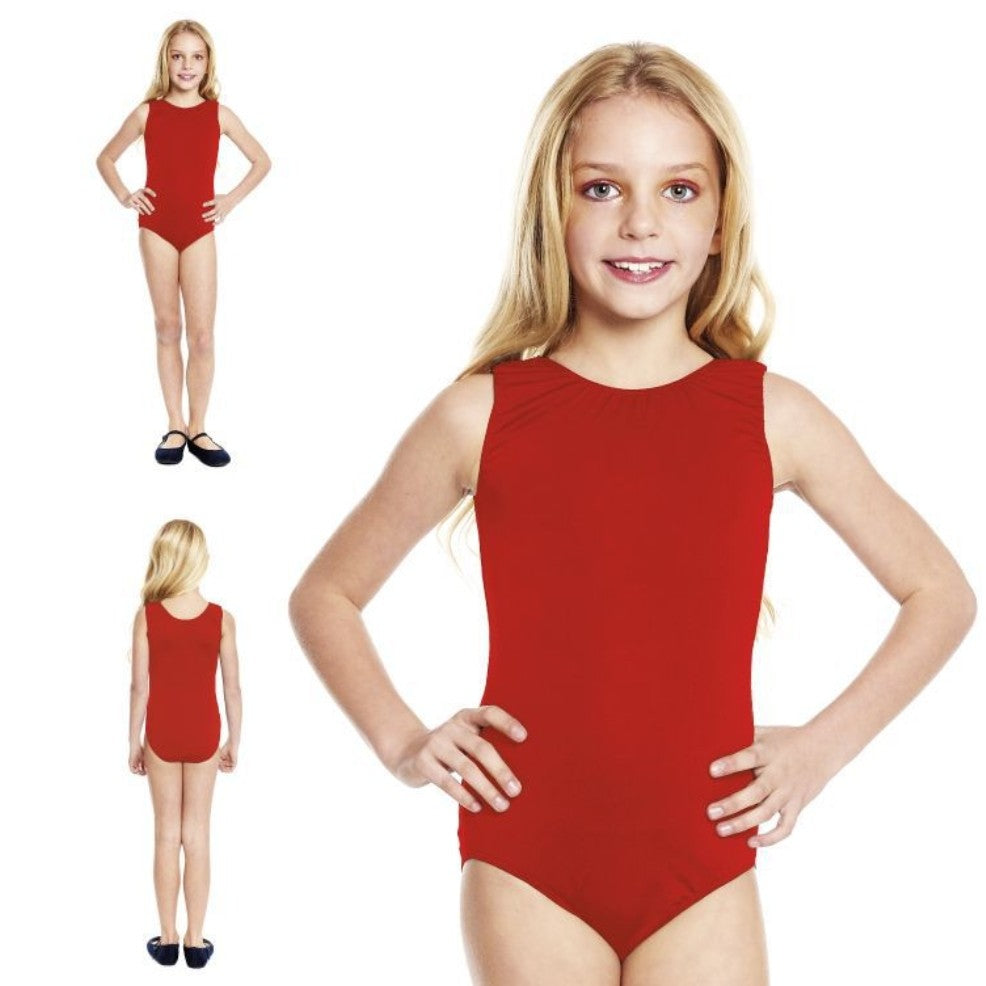 Body rouge à bretelles larges pour fille