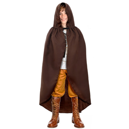 Cape Médiévale Marron avec Capuche pour enfants