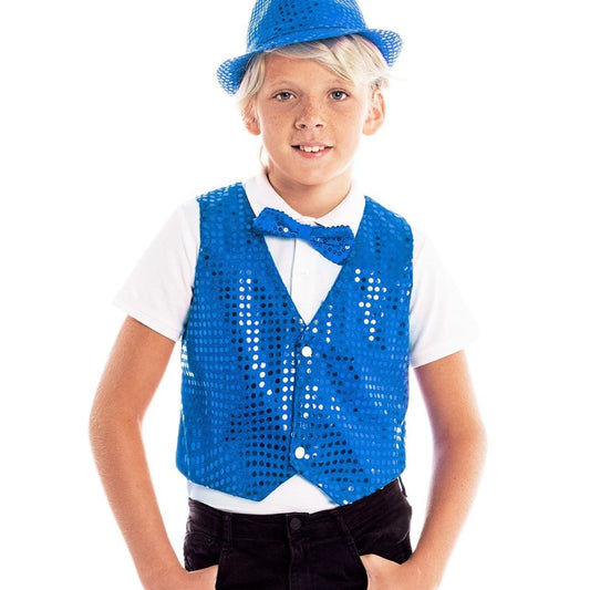 Gilet à paillettes bleues éco pour enfant