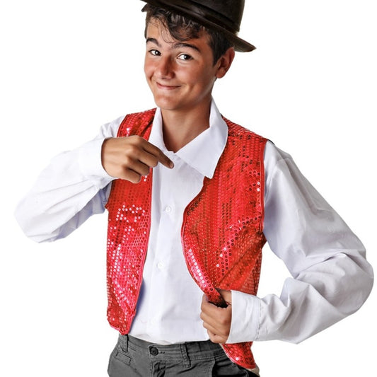 Gilet à sequins rouge classique enfant