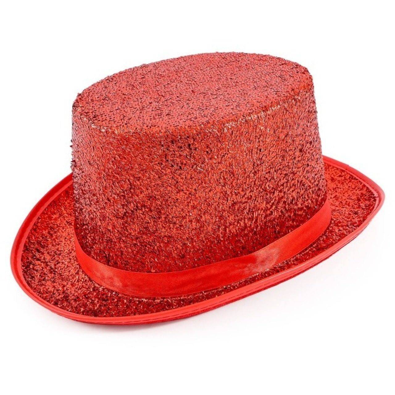 Chapeau Haut-de-Forme Rouge Lamé