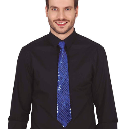 Cravate Bleue à Paillettes