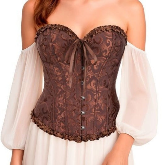 Corset Marron Coeur avec Nœud